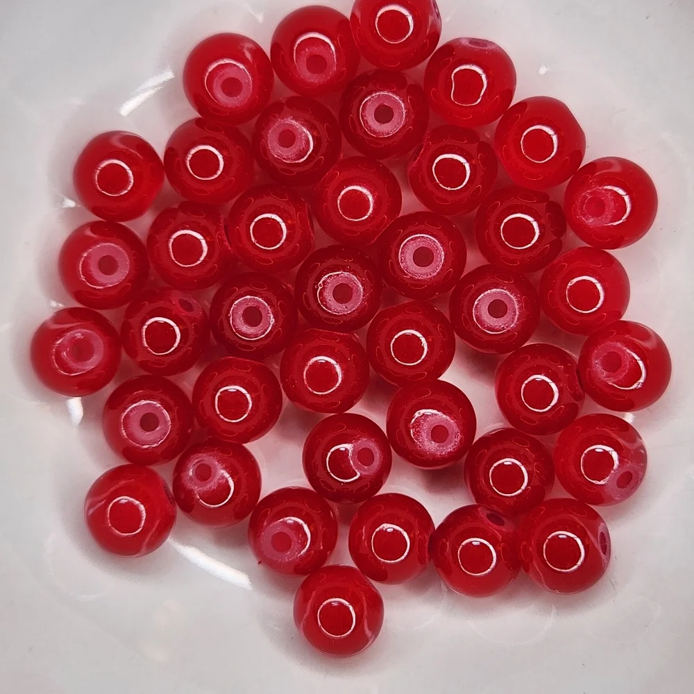 RedvGlass Beads 8mm Round 40 Bead Count #90
